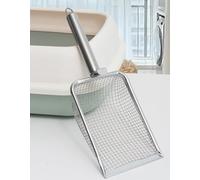 PlushPlumage Stainless Steel Cat Litter Scoop,Durable Mesh Pet Waste Scooper for Cats, Dogs, Rabbits, Hamsters & Reptiles - Ergonomic Handle, Easy to Clean, Saves Litter (silver)
