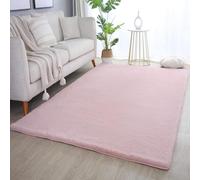 Plushtale, Soft Fluffy Plain Living Room Area Rug, Baby Pink, 120x160cm