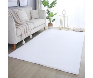 Plushtale, Soft Fluffy Plain Living Room Area Rug, Snow White, 80x120cm