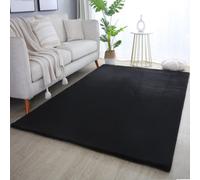 Plushtale Washable Low Pile Super Soft Living Room Area Rug Black 160 X 220 Cm (Rectangular)