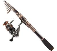 PLUSINNO Carbon Telescopic Fishing Rod and Reel Combo - Sea Saltwater Freshwater Kit (2.1M 6.89Ft Rod + Reel)