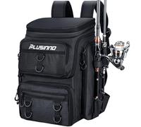 PLUSINNO Fishing Backpack with Rod Holders Tackle Box, 42L Large Water-resistant Fishing Tackle Bag Store Fishing Gear