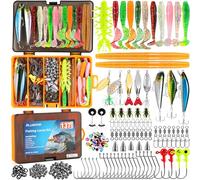 PLUSINNO Fishing Lures, 137Pcs Tackle Box with Tackle Included, Crankbaits, Spoon, Hooks, Weights & Other Accessories, Fishing Bait Lure Gear Kit Gift for Men Bass Freshwater