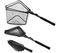 PLUSINNO Fishing Net Fish Landing Net, Foldable Collapsible Telescopic Pole Handle, Durable Nylon Material Mesh, Safe Fish Catching or Releasing