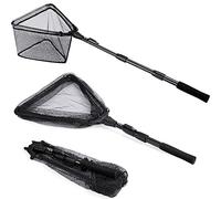 PLUSINNO Fishing Net Fish Landing Net, Foldable Collapsible Telescopic Pole Handle, Durable Nylon Material Mesh, Safe Fish Catching or Releasing (20 Inches)