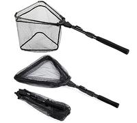 PLUSINNO Fishing Net Fish Landing Net, Foldable Collapsible Telescopic Pole Handle, Durable Nylon Material Mesh, Safe Fish Catching or Releasing (16")