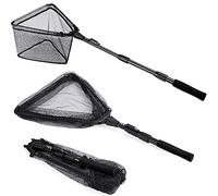 PLUSINNO Fishing Net Fish Landing Net, Foldable Collapsible Telescopic Pole Handle, Durable Nylon Material Mesh, Safe Fish Catching or Releasing (16.2")