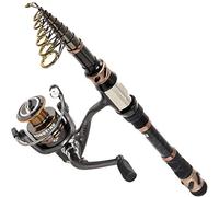 PLUSINNO Fishing Rod and Reel Combos - Carbon Fiber Telescopic Fishing Pole - Spinning Reel 12 +1 Shielded Bearings Stainless Steel BB,Travel Saltwater Freshwater Full Kit 5.91FT