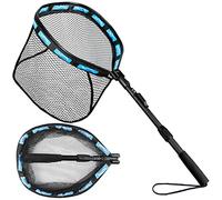 PLUSINNO Floating Fishing Net, Rubber Coated Fish net for Easy Catch and Release, Fishing Nets Freshwater for Bass, Trout, Walleye, Kayak, Folding Landing Net for Easy to Carry and Storage
