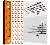PLUSINNO H5 Horizontal Fishing Rod/Pole Holders for Garage, Wall or Ceiling Mounted Fishing Rod Rack, Aviation Aluminum Fishing Holder Holds up to 5/10/20 Rod or Combos or Nets Storage Racks