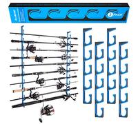 PLUSINNO H5 Horizontal Fishing Rod/Pole Holders for Garage, Wall or Ceiling Mounted Fishing Rod Rack, Aviation Aluminum Fishing Pole Holder Holds up to 10 Rod or Combos or Nets Storage Racks
