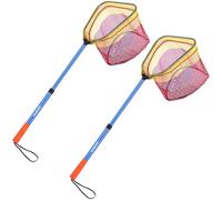 PLUSINNO Kids Fishing Net, Telescopic Lightweight Landing Net with Aluminum Pole Handle and Nylon Mesh, Catch and Release Butterfly Net for Kids Youth Outdoor (2 Pack - Blue)