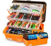 PLUSINNO Large 4-Layer Tackle Box with Tackle Included, 547Pcs Fishing Lures Kit - Pliers, Crankbait, Hooks, Weights & Accessories - Freshwater Bass Fishing Bait Lure Gear and Equipment, Gift for Men