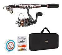 PLUSINNO Spinning Rod and Reel Combos - Telescopic Fishing Rod Pole with Reel, Line, Lures, Hooks, Carrier Bag, Case and Accessories - Fishing Gear Organizer (2.4M / 7.87FT)