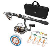 PLUSINNO Telescopic Fishing Rod and Reel Combos Full Kit, Carbon Fiber Fishing Pole, 12 +1 Shielded Bearings Stainless Steel BB Spinning Reel