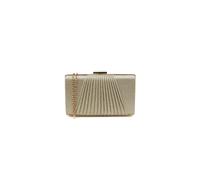 Pluspup Glitter Clutch Bag with Pleated Design and Chain Strap - Gold