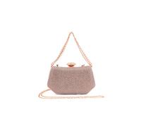 Pluspup Sparkling Evening Clutch Bag with Chain Strap and Jewel Clasp - Rose gold