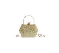 Pluspup Women's Glitter Evening Hexagon Clutch Bag Crystal Clasp in Gold Pluspup Gold One Size