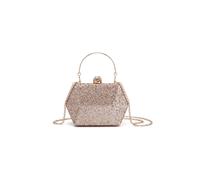 Pluspup Women's Glitter Evening Hexagon Clutch Bag Crystal Clasp in Rose Gold Pluspup Rose Gold One Size