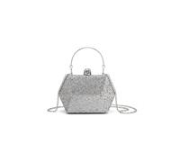Pluspup Women's Glitter Evening Hexagon Clutch Bag Crystal Clasp in Silver Pluspup Silver One Size