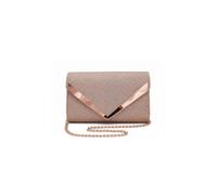 Pluspup Women's Glitter V Shape Envelope Evening Clutch Bag with Chain Strap in Rose Gold Pluspup Rose Gold One Size