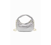 Pluspup Women's Small Half Moon Genuine Italian Leather Crossbody Clutch Bag in Silver Pluspup Silver One Size