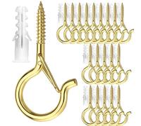 PlusRoc 20 Pack Q-Hanger String Light Hooks for Haning Lights Plants, 2.2 Inch Gold Cup Hooks Screw in Ceiling Hooks Eye Hook, Wall Mount Ceiling Mount