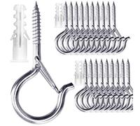 PlusRoc 20 Pack Stainless Steel Q-Hanger String Light Hooks for Haning Lights Plants, 2.2 Inch Silver Cup Hooks Screw in Ceiling Hooks Eye Hook, Wall Mount Ceiling Mount
