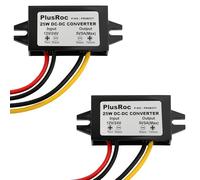 PlusRoc Waterproof 12V/24V to 5V 5A Step Down Converter, 25W DC-DC Buck Converter with Open Wires for DIY Electronics Projects (2-Pack)