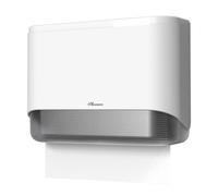 PLUSSEN Commercial Paper Towel Dispenser Wall Mount, Adhesive Multifold Trifold c Fold Hand Towel Dispenser for Bathroom Home Industry 10.8" L x 3.5" W x 8" H, ABS Built