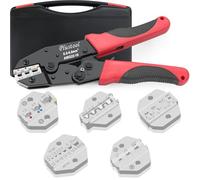 Plustool 6PCS Crimping Tool Set - Ratcheting Wire Crimper - for Heat Shrink, Insulated Nylon, Non-Insulated, Ferrule Terminal, Open Barrel Terminals & Solar Connectors