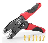 Plustool Crimping Tool for Non-Insulated Open Barrel Terminals & Receptacles AWG 20-10, Ratcheting Wire Crimper Tool - Crimping Pliers - Electrical Crimping Tool