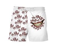 Plustrong Mens Swim Trunks 3D Funny Print Elastic Waist Board Shorts Quick Dry Beach Swim Shorts Swimwear, Haha Joker Mouth 018, L