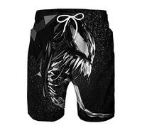 Plustrong Mens Swim Trunks 3D Funny Print Elastic Waist Board Shorts Quick Dry Beach Swim Shorts Swimwear, Black Venom 049, X-Large