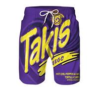 Plustrong Men's Swim Trunks 3D Hawaiian Print Elastic Waist Board Shorts Beach Swimwear, Takis 021, Medium
