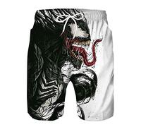 Plustrong Men's Swim Trunks 3D Hawaiian Print Elastic Waist Board Shorts Beach Swimwear, Venom 050, Medium