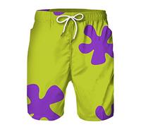 Plustrong Men's Swim Trunks 3D Hawaiian Print Elastic Waist Board Shorts Beach Swimwear, Yellow 019, XX-Large