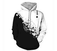 Plustrong Unisex 3D Casual Pullover Hoodie Hooded Sweatshirts, Black White Spades 438, Small