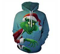 Plustrong Unisex 3D Casual Pullover Hoodie Hooded Sweatshirts, Santa Grinch 427, X-Large