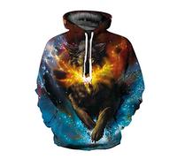 Plustrong Unisex 3D Novelty Wolf Print Sweatshirts Pullover Hoodies for Men Women - - XXL