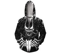 Plustrong Unisex 3D Print Zip Up Hoodie Pullover Hooded Sweashirt Jacket with Pockets, Black Ve, Medium