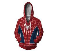 Plustrong Unisex 3D Print Zip Up Hoodie Pullover Hooded Sweashirt Jacket with Pockets, Blue Red 003, XX-L