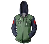 Plustrong Unisex 3D Print Zip Up Hoodie Pullover Hooded Sweashirt Jacket with Pockets, Green Anime, Small