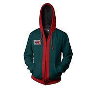 Plustrong Unisex 3D Print Zip Up Hoodie Pullover Hooded Sweashirt Jacket with Pockets, Green, S