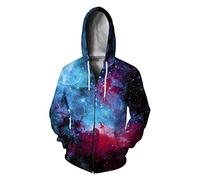 Plustrong Unisex 3D Print Zip Up Hoodie Pullover Hooded Sweashirt Jacket with Pockets - - Large
