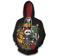 Plustrong Unisex 3D Print Zip Up Hoodie Pullover Hooded Sweashirt Jacket with Pockets, Nightmare Before Christmas, X-Large