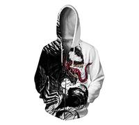 Plustrong Unisex 3D Print Zip Up Hoodie Pullover Hooded Sweashirt Jacket with Pockets, Venom 011, XX-L