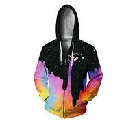 Plustrong Unisex 3D Print Zip Up Hoodie Pullover Hooded Sweashirt Jacket with Pockets - - XL