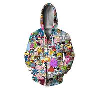 Plustrong Unisex 3D Print Zip Up Hoodie Pullover Hooded Sweashirt Jacket with Pockets - - XL