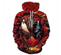 Plustrong Unisex Novelty Funny 3D Pullover Hoodies Sweatshirts Halloween Christmas, Red Venom 468, Large